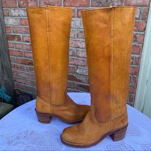 VINTAGE FRYE CAMPUS BOOTS TAN COGNAC Size 6.5 EUC